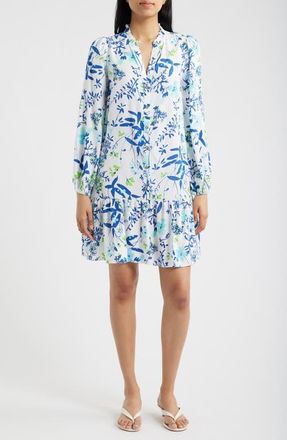 Lilly Pulitzer Shaley Print Long Sleeve Tunic Dress in Resort White Sea Blooms at Nordstrom, Size 12