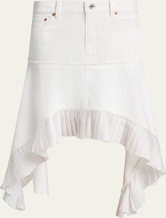 sacai Denim And Pleated Silk Handkerchief Skirt