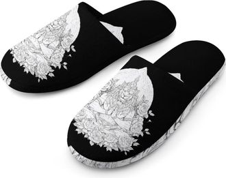 Generic Lion God Khonsu Mens House Slippers Slip Indoor Slipper On Shoes Warm Outdoor