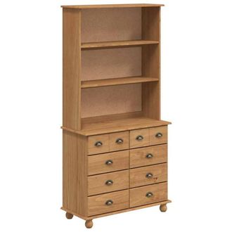 Berkfield Home Hutch ASKIMHoney Brown 91x40x183 cm Solid Wood Pine | Size: 91 x 40 x 183 cm