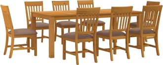 vidaXL Conjunto De Comedor 9 Uds. Gris Madera De Roble S&oacute;lido Vidaxl