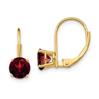 Diamond2Deal 14k Yellow Gold 6mm Garnet Drop Dangle Earrings