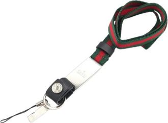 Gucci Pre-owned Accessories, male, Green, Size: ONE SIZE Pre-owned Canvas Keyring