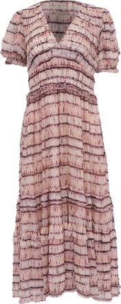 Ulla Johnson Elodie V-Neck Midi Dress in Pink Silk