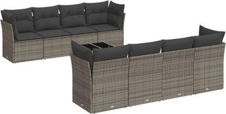vidaXL Vidaxl - Set De Muebles De Jard&iacute;n 9 Pzas Y Cojines Rat&aacute;n Sint&eacute;tico Gris