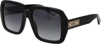 Moschino Zwarte Vierkante Zonnebril Vrouwen Elegante Stijl - Dames - Zonnebrillen - Zwart - 55 MM - Accessoires