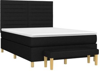 vidaXL Vidaxl - Cama Box Spring Con Colch&oacute;n Tela Negro 140x190 Cm
