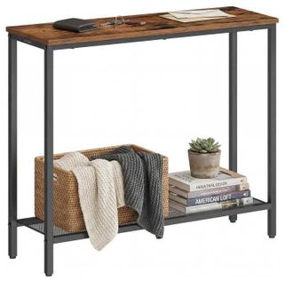 Vasagle Vasagle Tavolo Consolle, Tavolo Da Ingresso, Piano In Un Unico Pezzo, Per Corridoio, Camera Da Letto, Soggiorno, 2 Ripiani, 24 X 80 X 81,2 Cm, Marrone