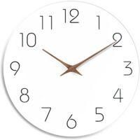 OEM Reloj De Pared Silencioso De Madera De 25 Cm, Sin Tictac, Funciona Con Pilas, Madera Blanca, Moderno, De Escritorio, Sencillo, Minimalista, Decorativo