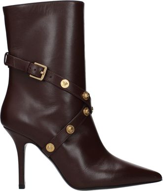 Versace Brown Leather Ankle Womens Boots