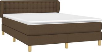 vidaXL Vidaxl - Cama Box Spring Con Colch&oacute;n Tela Marr&oacute;n Oscuro 140x190 Cm