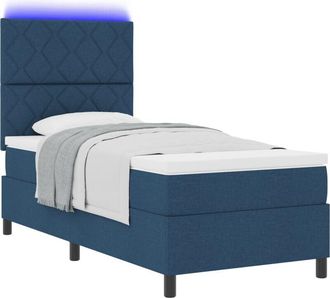 vidaXL Box Spring Bed with Mattress Blue 100 x 200 cm Fabric vidaXL