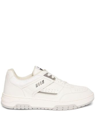 Msgm ogo-print leather sneakers - White