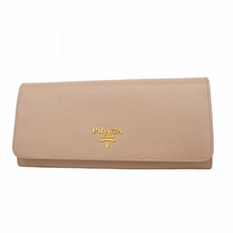 Prada Beige Leather Long Wallet (Bi-Fold) (Pre-Owned)