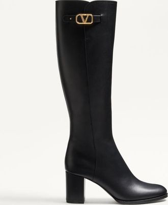 Valentino Garavani Stivale VLogo Signature In Vitello 70Mm Donna NERO 35.5