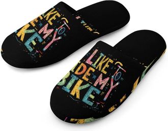Generic I Like To Ride My Bike Mens House Slippers Slip Indoor Slipper On Shoes Warm Outdoor