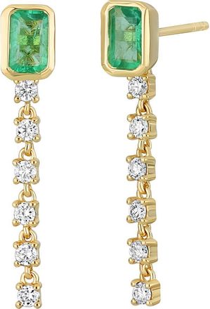 Bony Levy El Mar Diamond & Gemstone Drop Earrings in 18K Yellow Gold - Emerald at Nordstrom Rack