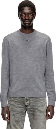 Diesel Wool jumper with cut-out logo - Knitwear - Man - Grey
