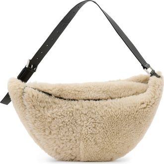 AllSaints Luna Genuine Shearling Shoulder Bag in Natural/Black at Nordstrom