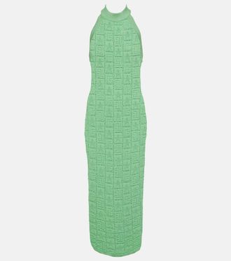 Balmain Monogram openwork midi dress