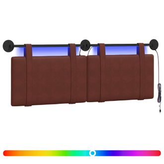 vidaXL Cabecero Colgante Con Luz Led Marr&oacute;n Brillante Pu Antiguo Vidaxl