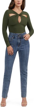 Bebe Womens Cross Front Knit Top