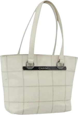 Chanel Pre-owned Vintage Tote Bag - Dames - Vintage Shopper - Wit - ONE Size - Leer - Vintage