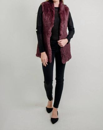 Love Token Elyse Genuine Rabbit Fur Vest In Plum