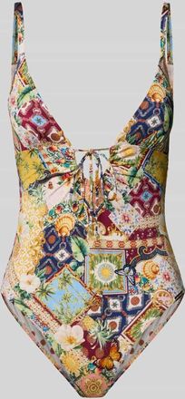 Watercult Badeanzug mit tiefem V-Ausschnitt Modell TREASURED TROVE in Beige, Gr&ouml;&szlig;e 36B