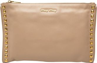 Miu Miu Pre-owned Miu Miu Studded Leather Zip Clutch Ladies 6GIUQW8SHYI290VY