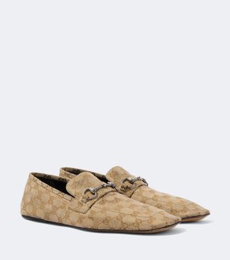 Gucci Horsebit GG Canvas distressed loafers
