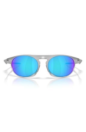 Oakley Neo Jacket 58mm Oval Sunglasses in Satin Chrome /Prizm Sapphire at Nordstrom