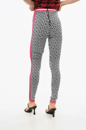 Balmain Leggings in Maglia con Motivo Monogram Balmain