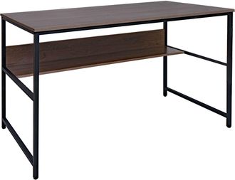 Hhg Escritorio Hhg-649, Mesa De Oficina Mesa De Ordenador Escritorio De Trabajo Almacenamiento, Metal Mdf 120x60cm, Gris-marr&oacute;n
