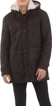 Gorski Mens Genuine Shearling Parka in Brown Pattern/white at Nordstrom, Size X-Large
