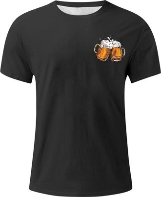 Generic Slim Fit Short Sleeve Basic T Shirt for Men Mens Short Sleeve Round Neck T Shirt Breathable Beer Festival Top Funny Prints Tees for Indoor Outdoor Wal