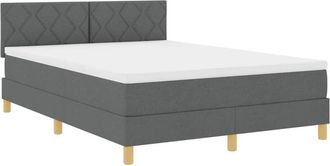 vidaXL Vidaxl - Cama Box Spring Con Colch&oacute;n Gris Oscuro 160 X 200 Cm Tela