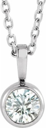 Pompeii3 1/5Ct Diamond Solitaire Necklace Bezel Pendant Available in White Or Yellow Gold