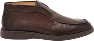 Santoni Platte Schoenen - Heren - Enkellaarsjes - Bruin - 41 1/2 EU - Leer - Schoenen