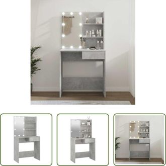vidaXL Tavolo da trucco - Toeletta con LED Grigio Cemento 74,5x40x141 cm