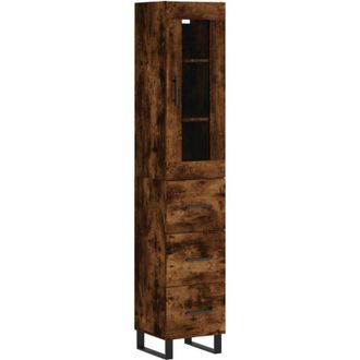 vidaXL Aparador de madera contrachapada roble ahumado 34,5x34x180 cm vidaXL
