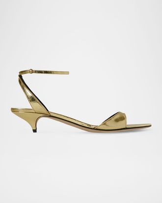 The Row Vika Metallic Ankle-Strap Sandals