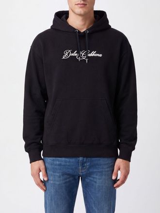 Dolce & Gabbana Felpa con cappuccio in cotone relaxed fit con logo a contrasto