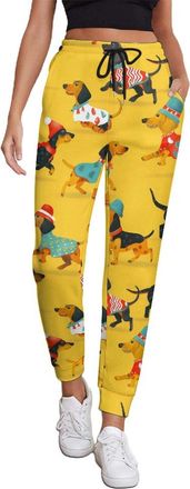 Generic Christmas Dachshunds Dog Womens Joggers Comfy Sweatpants Lightweight Yoga Athletic Workout Track Pants M