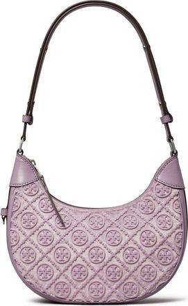 Tory Burch T Monogram Fil Coup&eacute; Crescent Shoulder Bag in Lilac at Nordstrom