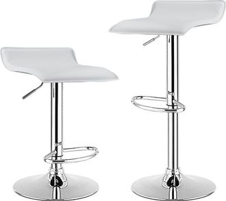 Costway Costway Taburete Alto Giratorio 360 &deg;, Taburetes Bar Ajustables En Altura De 65-86,5 Cm, Cuero De Pu, Taburete Cocina Con Reposapi&eacute;s Interiores Y Exte