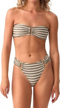 PQ Swim Meadow Detail Fanned Bikini Bottom In Green, White