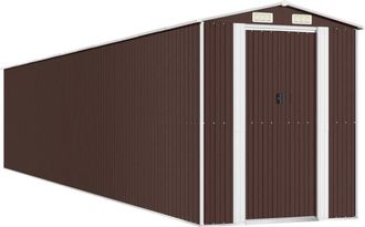 vidaXL Cobertizo Jard&iacute;n Acero Galvanizado Marr&oacute;n Oscuro 192x1021x223cm Vidaxl