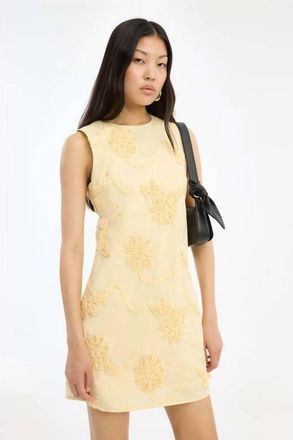 Rotate Womens Flower Mini Flared Dress In Yellow
