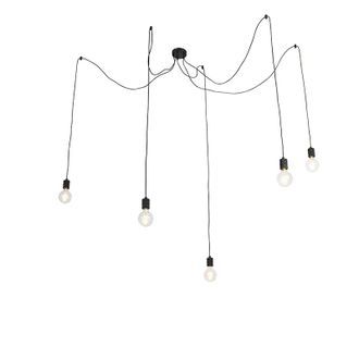 QAZQA Moderno L&aacute;mpara Colgante De Dise&ntilde;o Negra 5 Luces - Cavalux Acero Alargada Adecuado Para Led Max. 5 X 40 Watt - Qazqa
